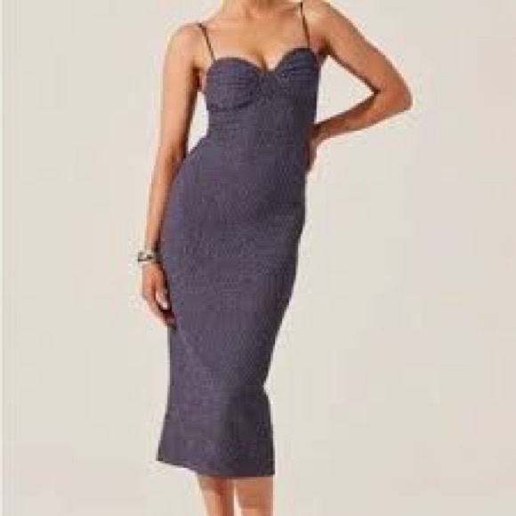 Astr Dresses & Skirts - ASTR The Label Textured Bustier Midi Dress Slate Blue Bodycon NWT XS/S